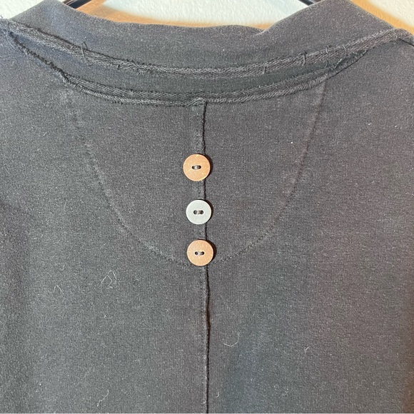 White Lotus Lifestyle Black Cotton Raw Edge Blazer Jacket Large L 19.5" PTP - Picture 8 of 9